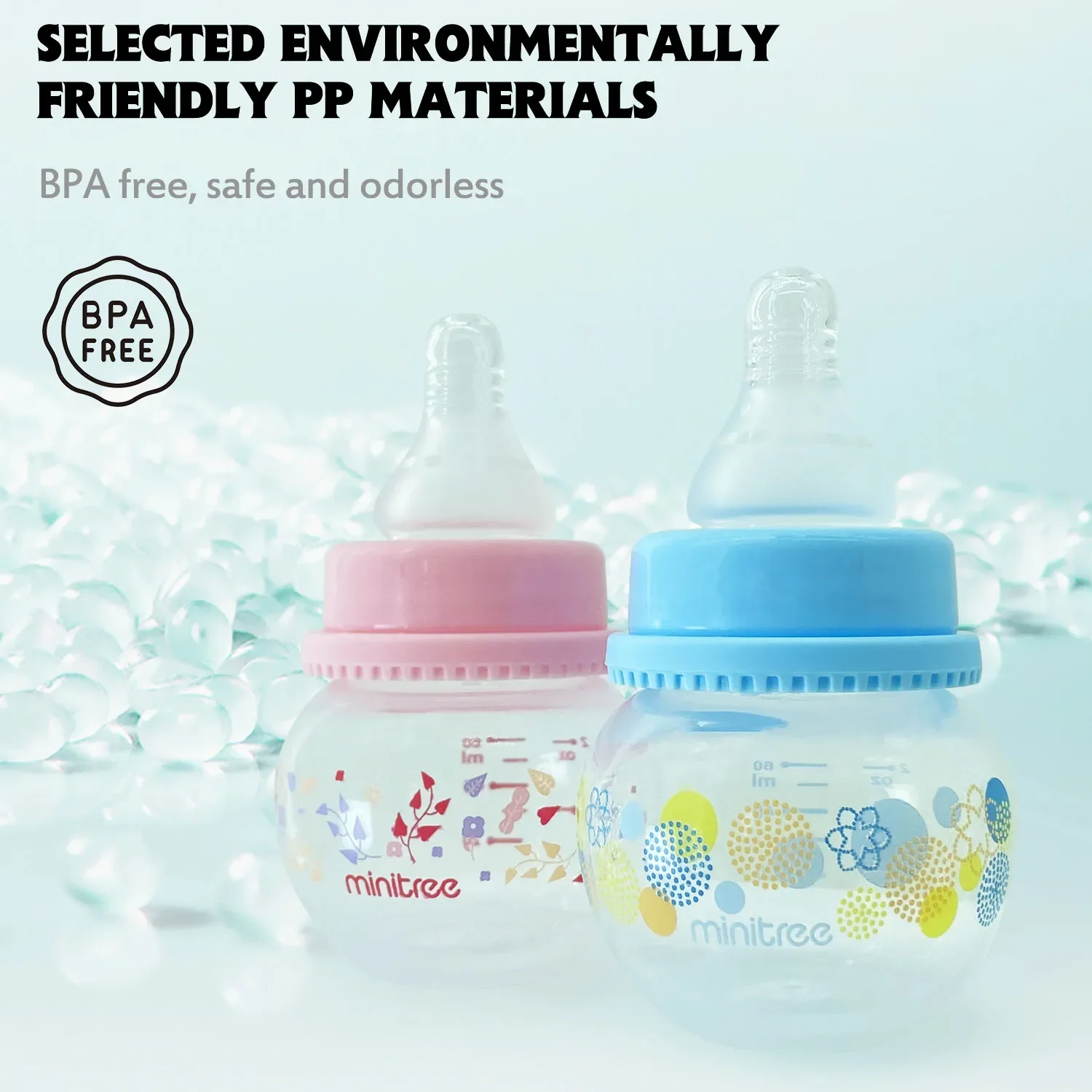 Newborn baby Wide caliber High borosilicate glass feeder Anti choking Anti-Colic 0-6 months or 60ML