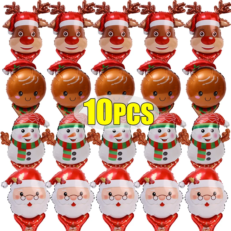 

1/10 шт. рождественские ручные шары, снеговик, лось, Санта-Клаус, алюминиевые пленочные шары, детские новогодние игрушки, рождественские аксессуары для декора