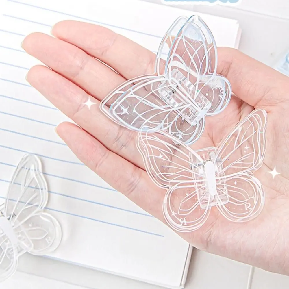 

Page Holder Paper Clip Korean Bookmark Binder Binding Clip Memo Clip Transparent Butterfly Shape Student
