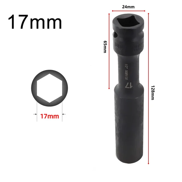 128mm Deep Impact Socket 1/2'' Drive Hub Nuts Flywheel Hexagon Wrench Hex Socket Head 7-24mm Adapter Spanner Converter 4