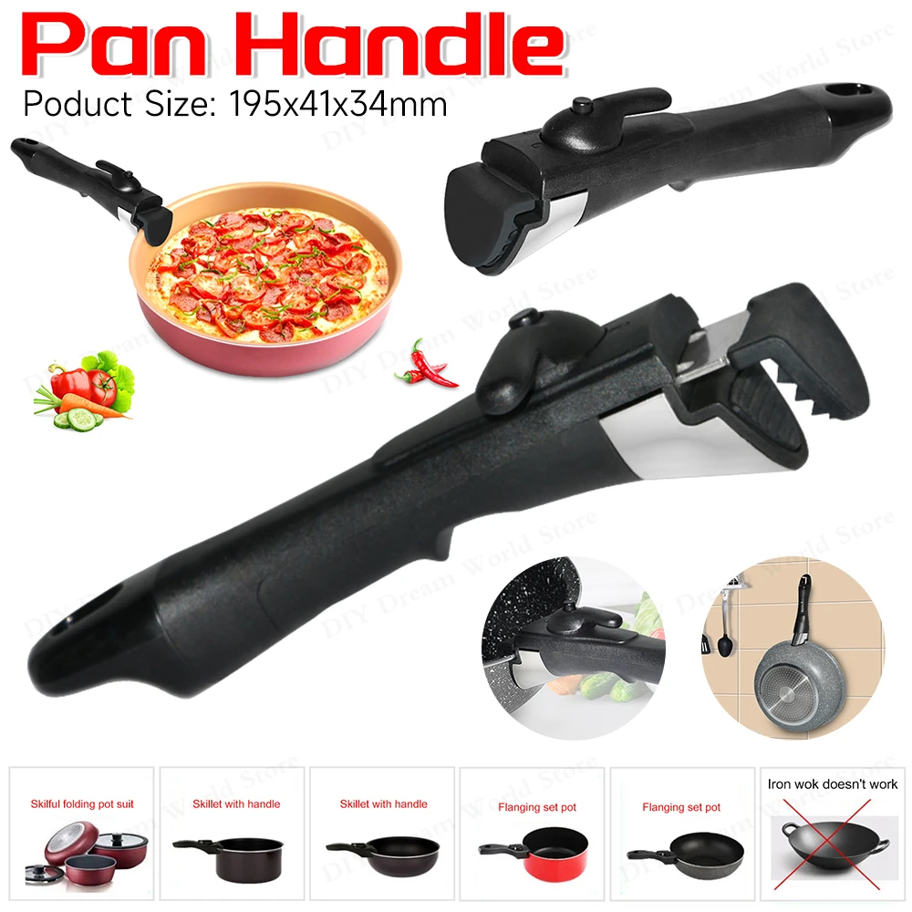 Tableware Detachable Removable Pan Pot Handle Anti-Scalding Clip Hand Grip Removable Pot Handle for Kitchen Frying Pan Cookware