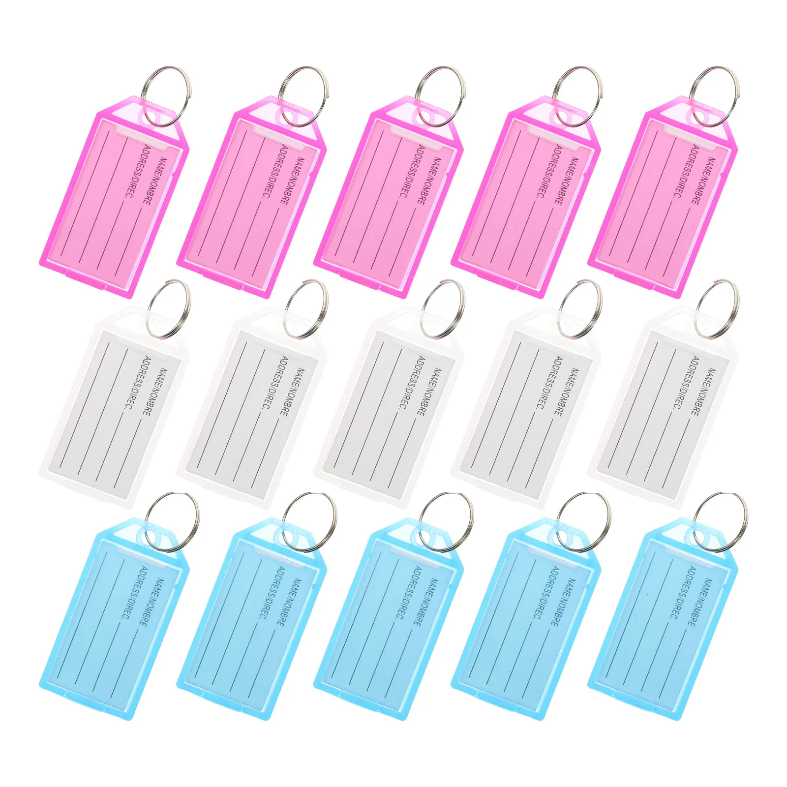 30Pcs 강력한 다채로운 키 태그 플라스틱 ID 라벨 휴대용 키 체인 다목적 분류 수하물 태그 태그(분할 링 포함)