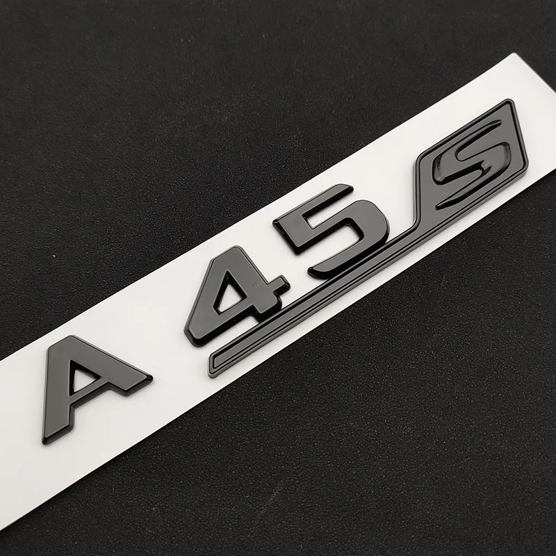3d ABS Chrome Black A45 S Logo A45S Emblem Sticker Trunk Car Letters Turbo 4matic Badge For A45S AMG W177 Accessories