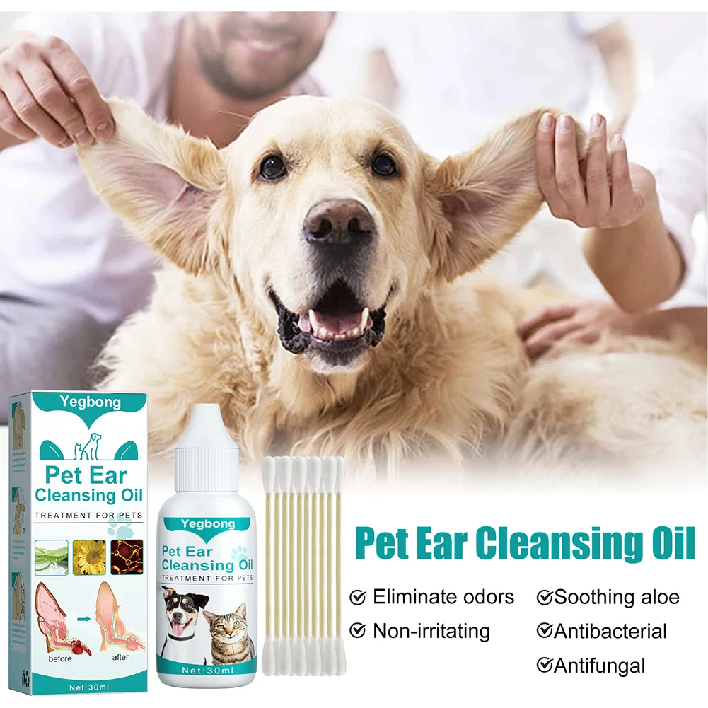 30ml Dog Ear Cleaning Remove Mites Cat Ear Deodorant Oil Keep Canals Clean Cat Wash Set Anti-ticks for Pet Cleaning Supplies