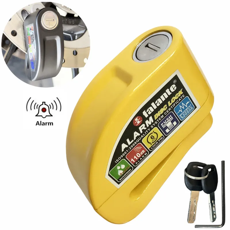Falante Motorcycle Scooter Disc Brake Lock Bicycle Anti-theft Wheel Disc Brake Lock waterproof Security Alarm Protection 6 Color motorcycle disc brake lock