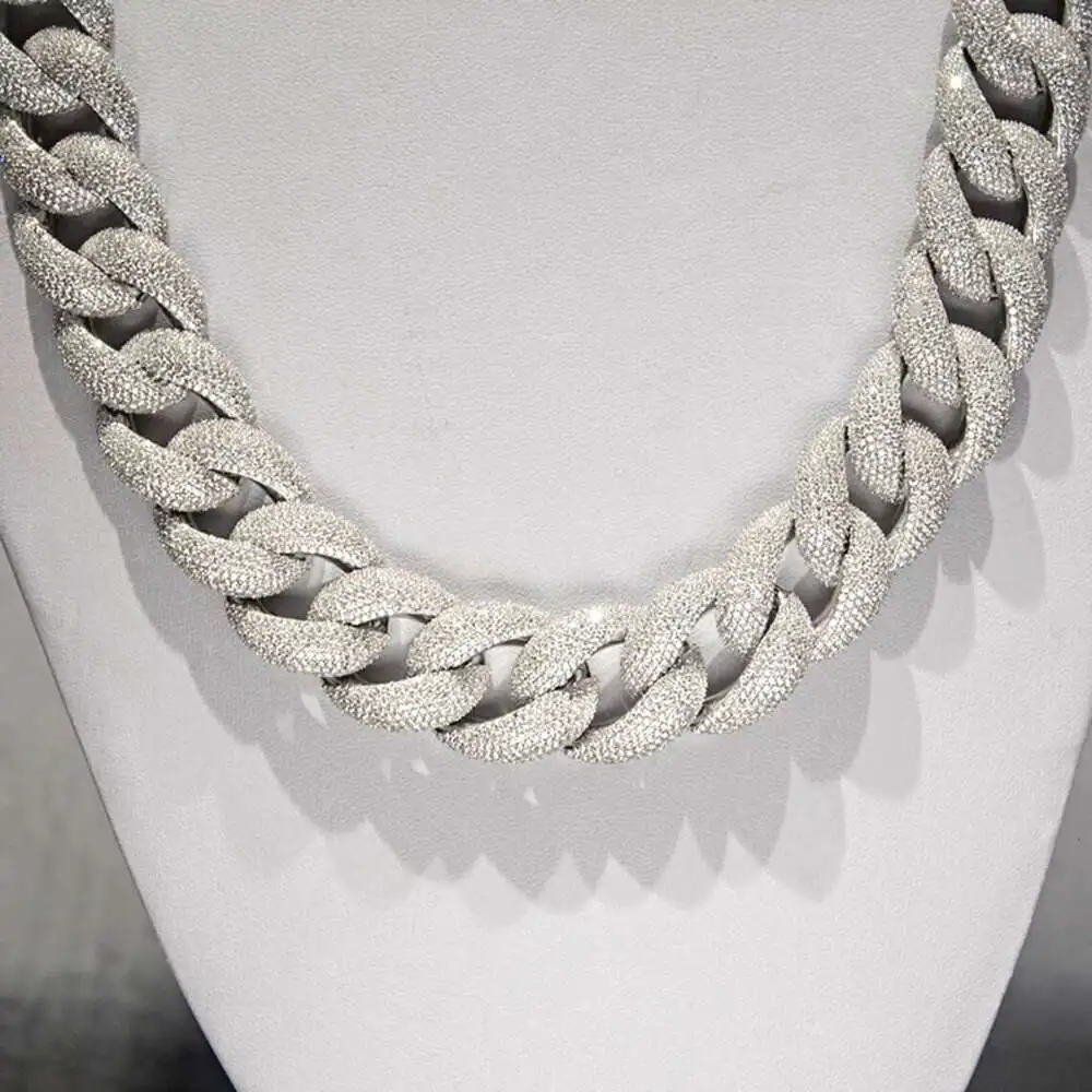 

Custom Vvs Moissanite Diamond Miami Cuban Link Chain Heavy Big Hiphop 20mm Iced Out 925 Sterling Silver Cuban Link Chain