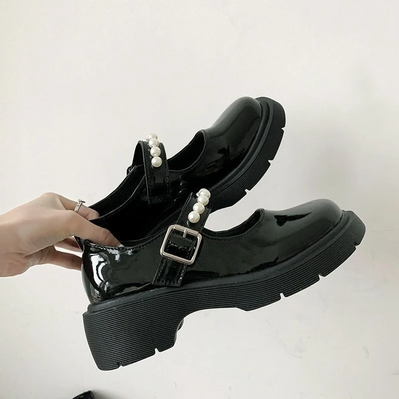 Women Shoes 2022 New Girl Lolita Shoes JK Uniform Shoes PU Leather Heart Ankle with Maryzhen Shoes Cute Sexy Retro British Style