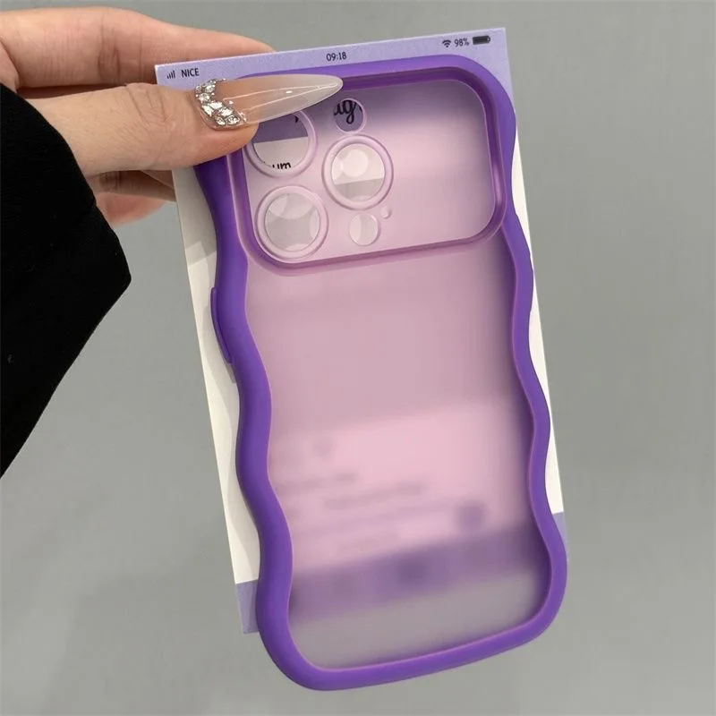 Stylish Curly Wavy Frame Matte Phone Case with Protective TPU Cover