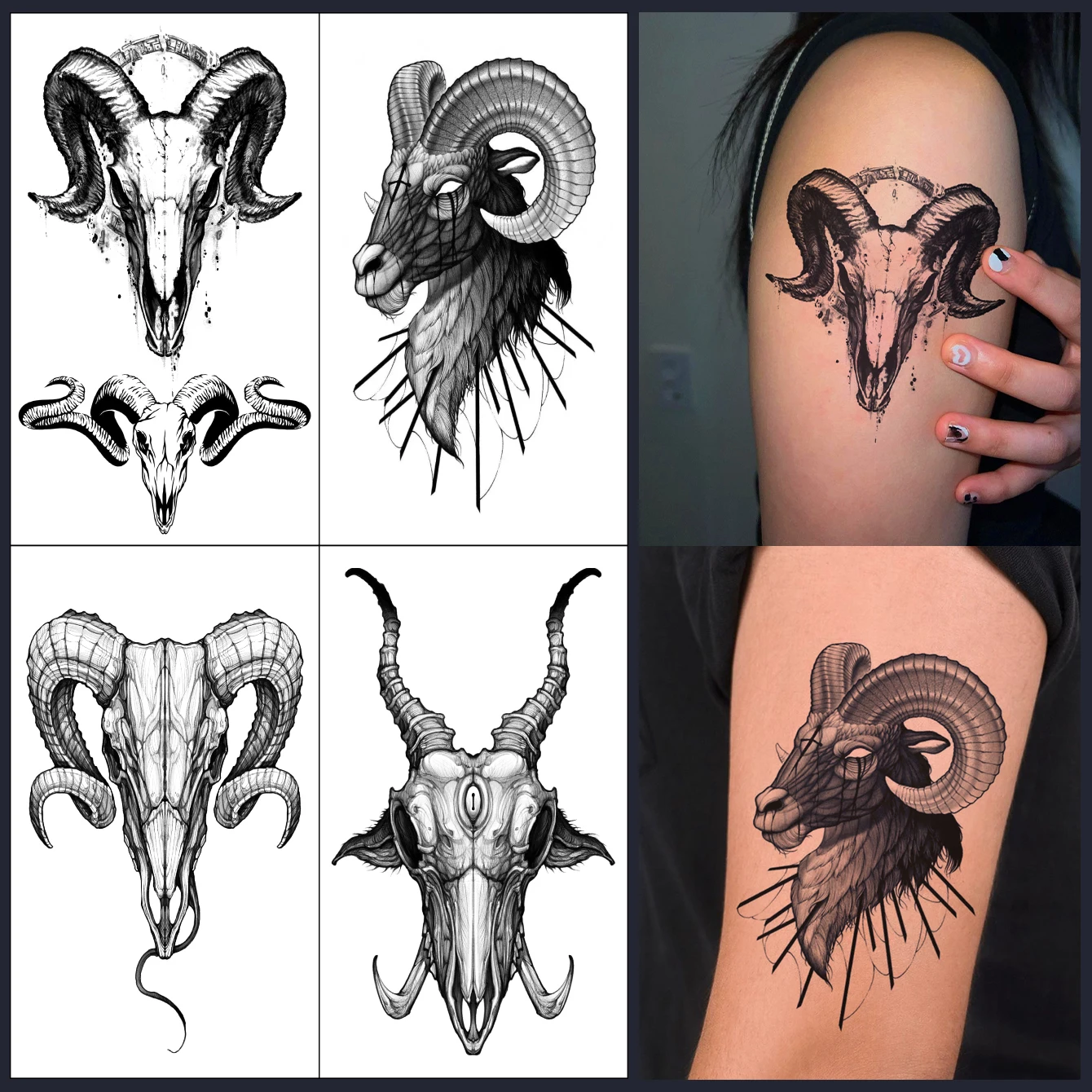 TATTOO 남녀공용 임시 심전도 모양 문신 스티커, 방수 천사 날개 문신 스티커, 블랙 바디 아트, 1 개