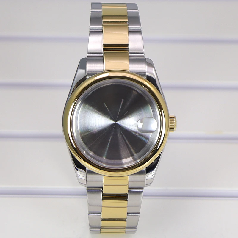 Gold Silvery Luxury Watch Case with Sapphire Accents