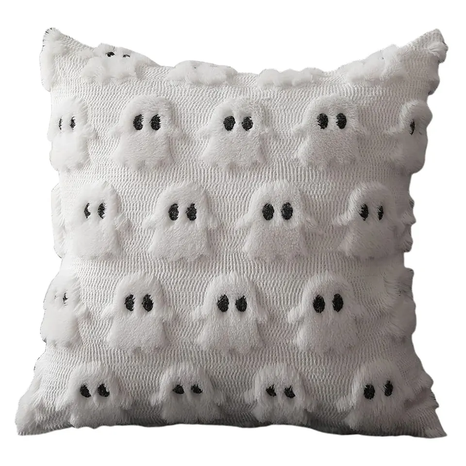 Halloween Ghost Pumpkin Plush Pillowcase Cover