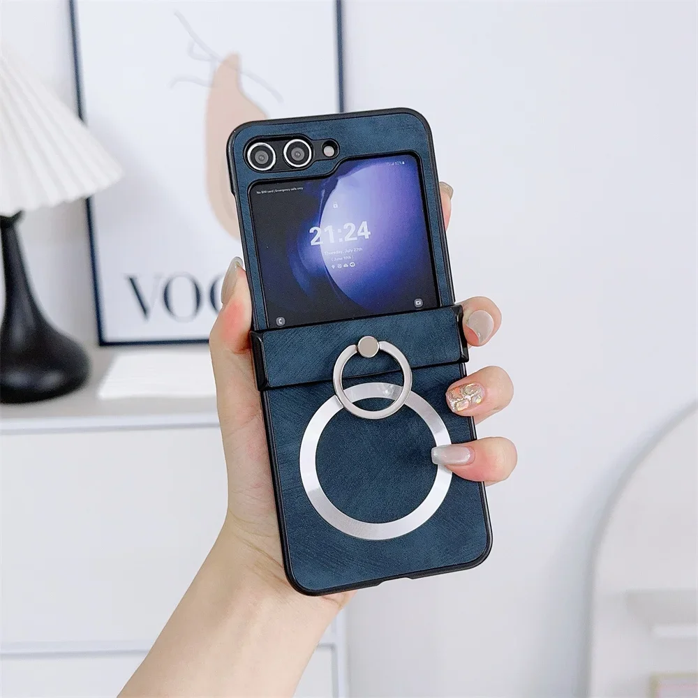 Ultra Thin Magnetic Ring Case with Finger Ring Clip for Samsung Galaxy Z Flip Series