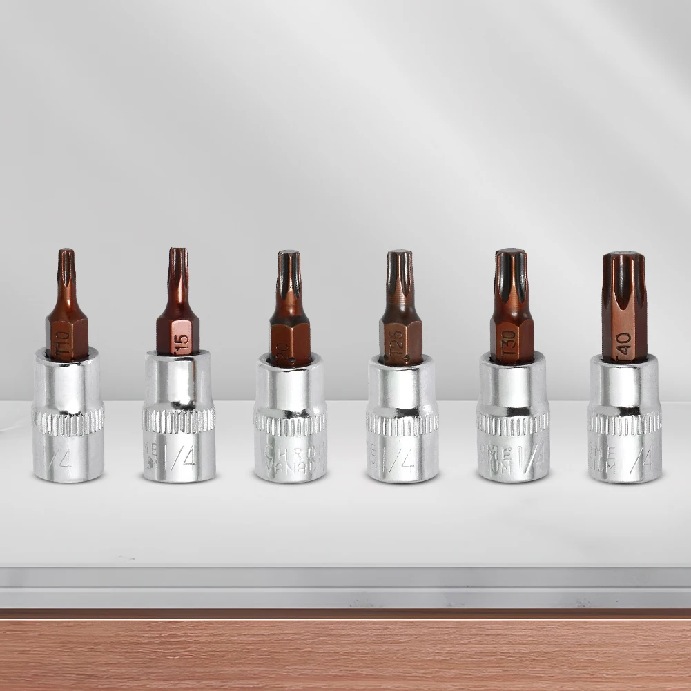 6 Pcs Drive Hex Bit Sockets Set 1/4 Inch Socket Wrench Adapter Screwdriver Bit Socket for Automobile Modification
