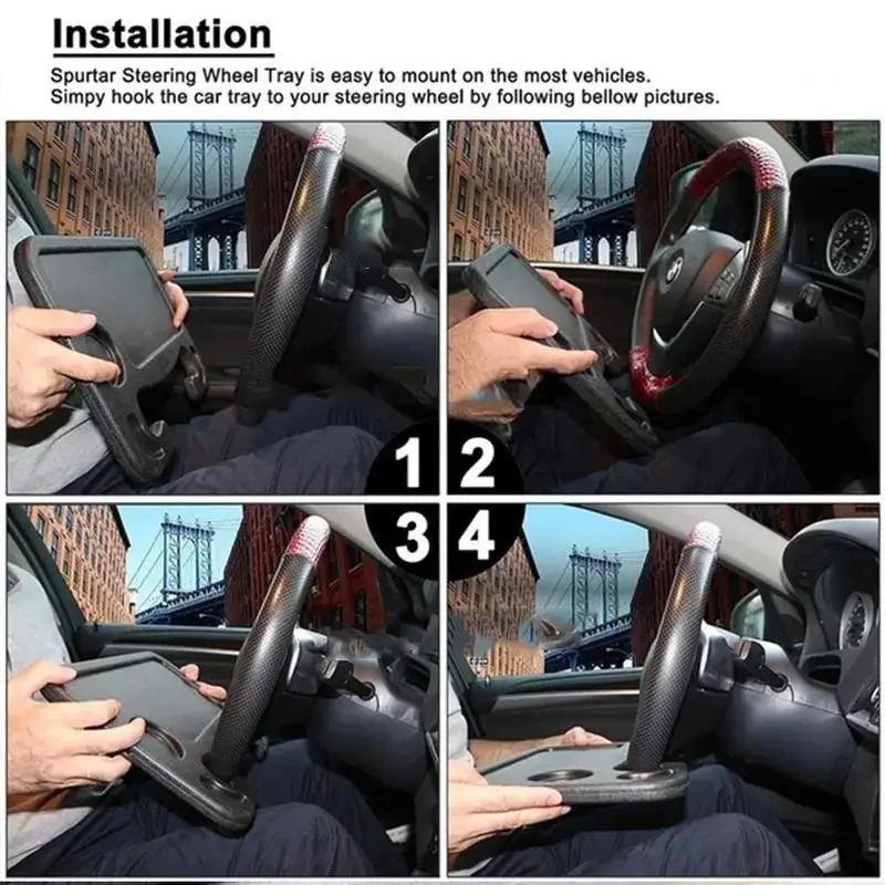 Car Table Interior Auto Steering Wheel Double Side Use FOR OFFICE WORK DRINK FOOD SUPPORT Steering-Wheel Accessories car table stand