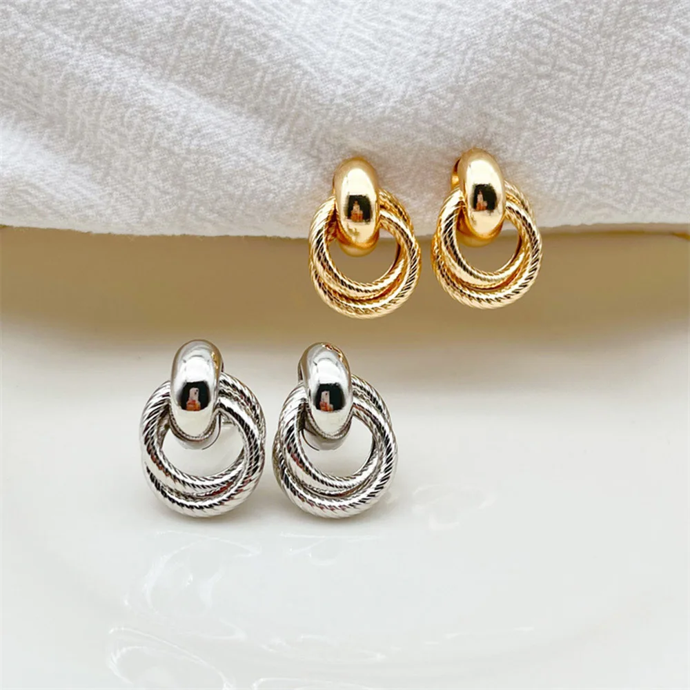 Vintage Gold Color Geometric Round Clip Earrings Non Pierced Metal Jewelry Ear Cuff Earings Aretes De Mujer