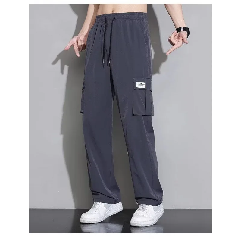 New pants for men in spring and autumn wide leg straight leg pants for summer men drape sports and leisure pants men's clothing