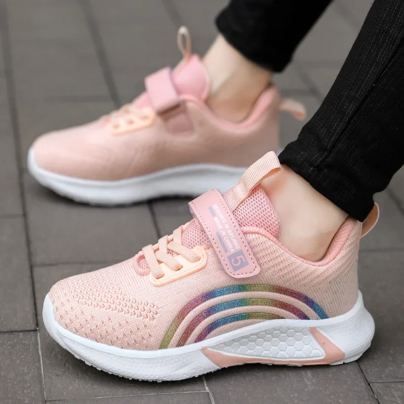 Girls Sneakers Pink Mesh Lightweight Casual Running Shoes Free Shipping Outdoor Sports Shoes Childrens Tennis Shoes for Girl