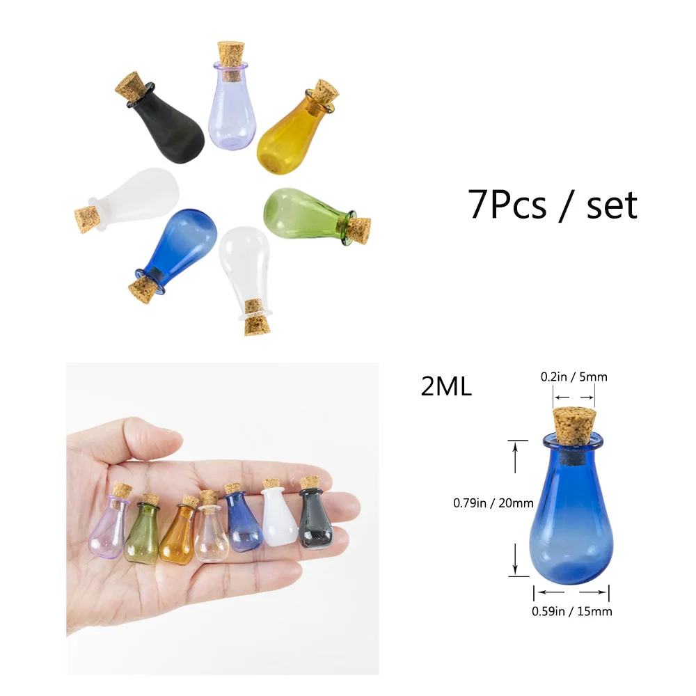 5pcs Mini Glass Bottles with Cork Stopper Clear Glass Wishing Jars Potion Bottle for Wedding Message Favor Containers Home Decor