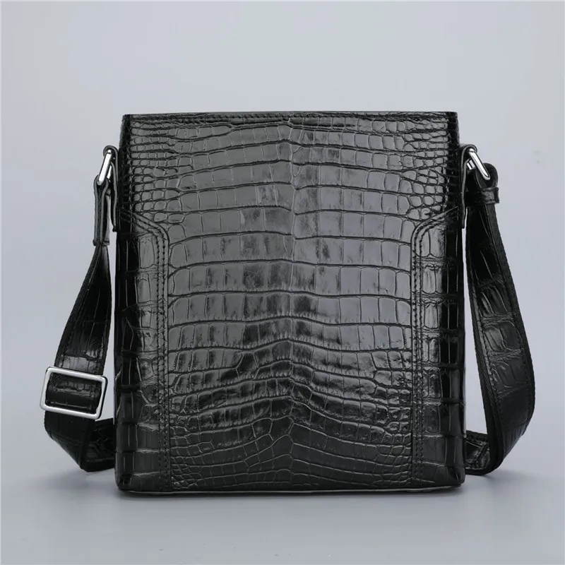 

Authentic Fancy Crocodile Skin Men's Small Cross Shoulder Bag Genuine Exotic Alligator Leather Male Black Flap Purse