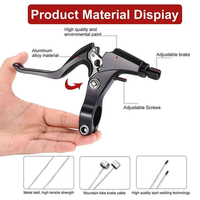 Kit Freni V-Brake Per MTB - Universale Anteriore/Posteriore Con Cavi E Leve In Alluminio - Foto 10