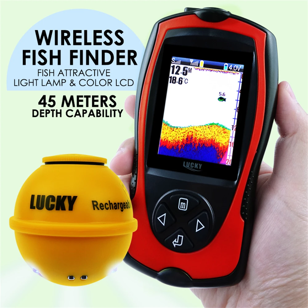 Détecteur poissons sonar portable 45m profondeur rechargeable sans fil pour pêche précise en mer lac