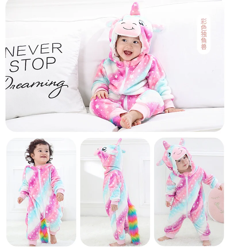 Baby Pajamas Cartoon Unicorn Clothes for Sleeping Girl Rompers Kids Baby Sleepwear Boy Animal Panda Infant Children Jumpsuit