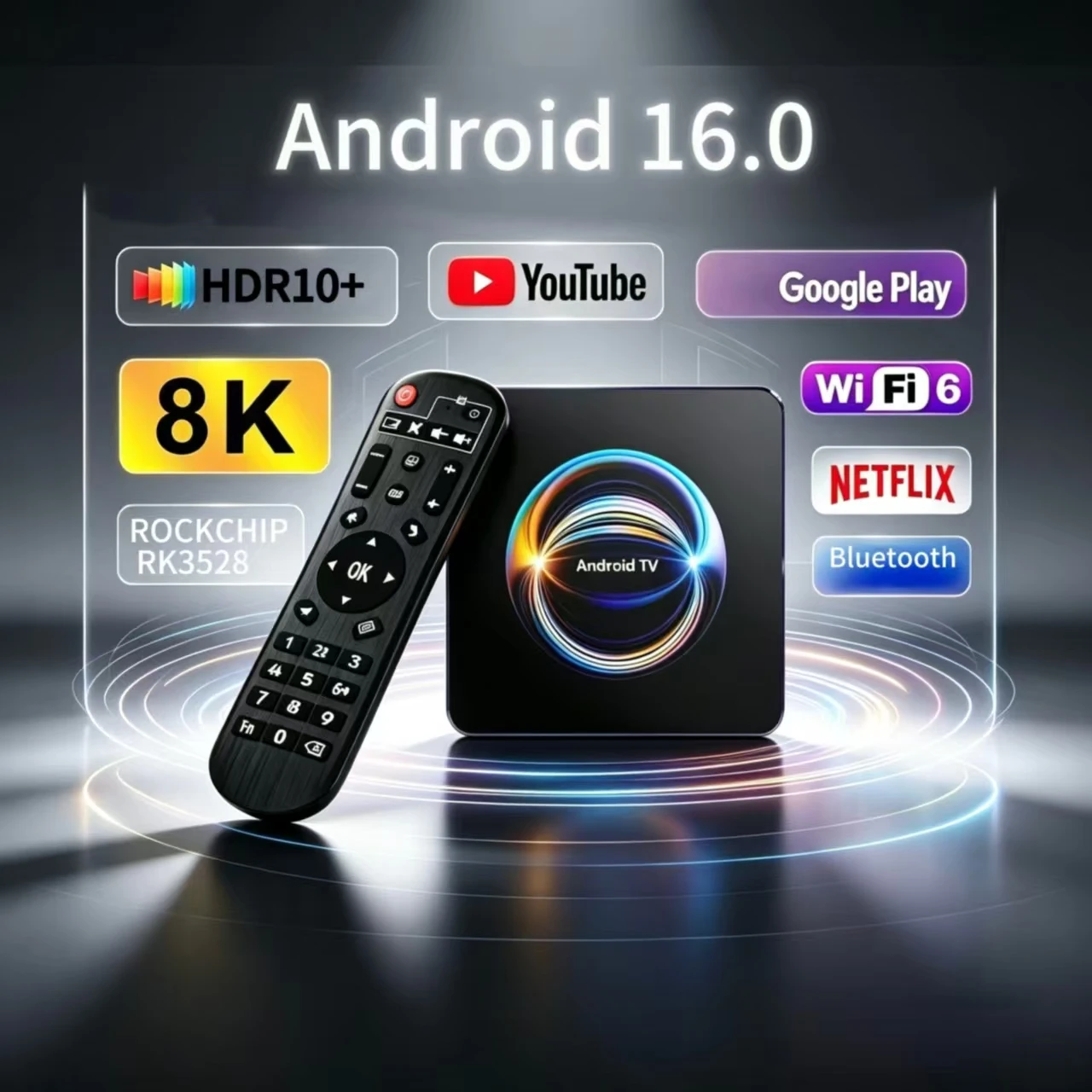 X66 안드로이드16 TV 스마트 박스 HDR10 스트리밍 플레이어 2.4G&5G 듀얼 와이파이 6 BT5.4 울트라 HD 8K 미디어 플레이어 넷플릭스 32G 64G 128G 256G