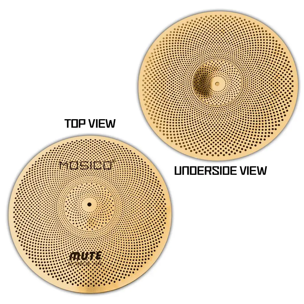6 Pieces Gold Low Volume Cymbal Set 10" Splash+14" Hi-Hat+16" Crash+18" Crash+20" Ride+Bag for Durm Set