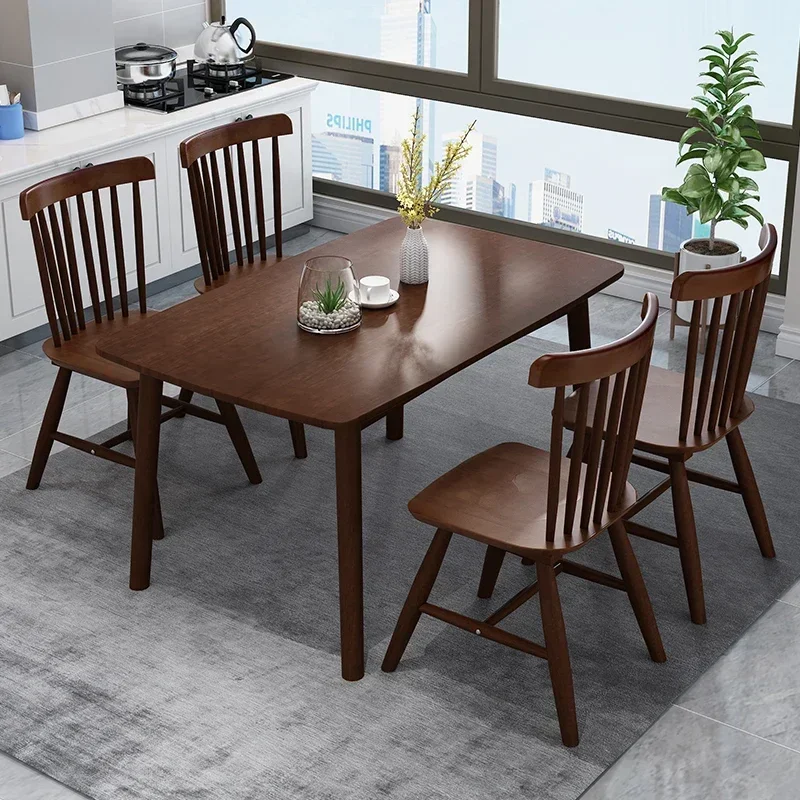 Solid wood dining table and chair set for four to six people