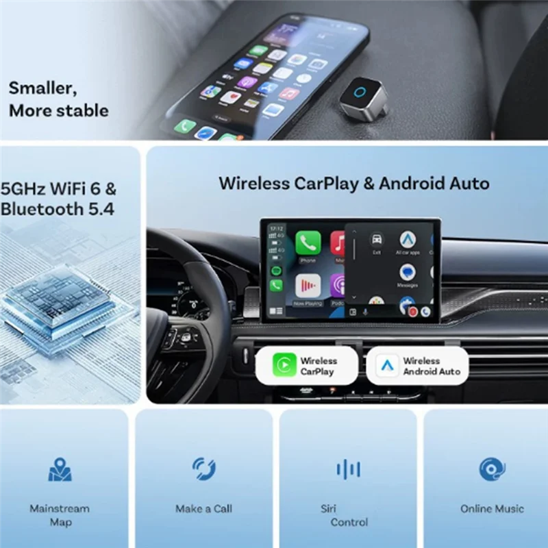 ABSQ-Carplay 안드로이드 자동차 2-in-1 어댑터 메탈 미러용 신형 자동차 액세서리