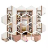 48PCS Hexagon Acrylic Mirror Wall Sticker Self-adhesive Removable Hexagon Decals Mirror Wall Home Room Decoration Mirror 1