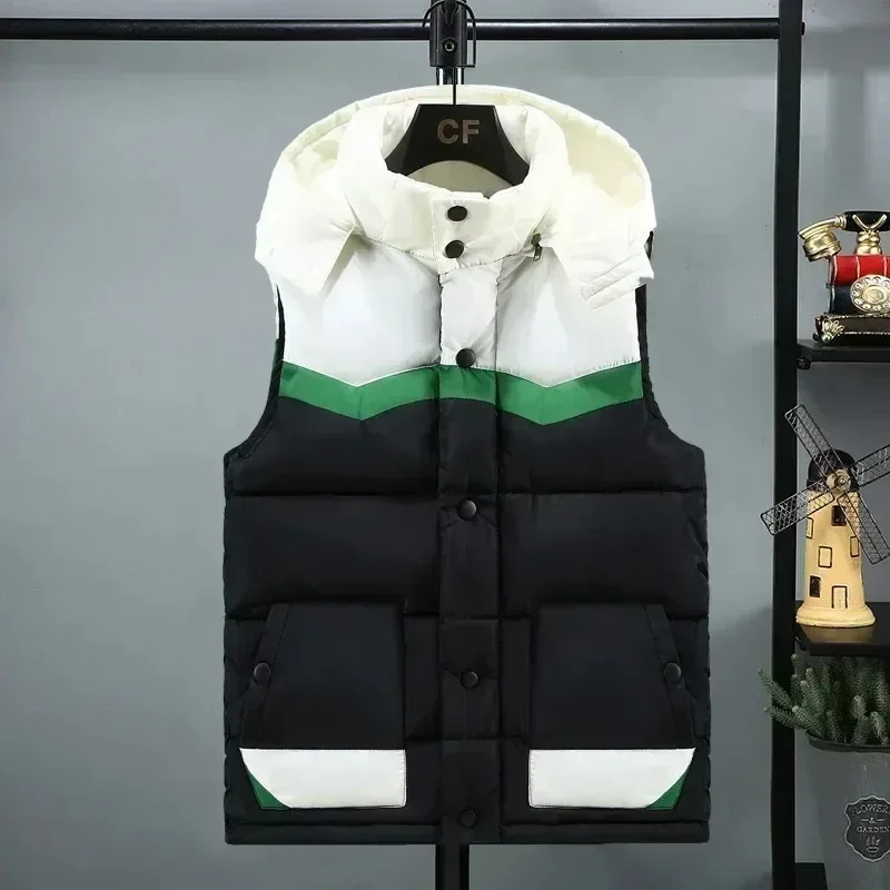 Luxury Down Vest for Men and Women, Zippered Sleeveless Jacket, Hooded Jacket, Warm Vest,casual Sportswear,couple Fashion,winter