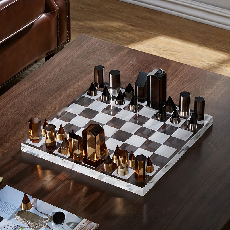 Premium Large Crystal Chess European Luxury Gathering Games Chess Board Family Table Games Adult Xadrez Jogo Backgammon Ed50zm