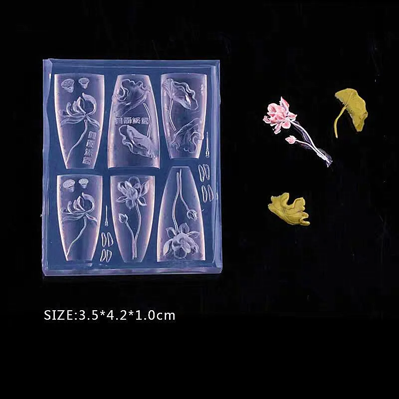 1pc 연꽃 연꽃 잎 3D 아크릴 네일 몰드 네일 아트 장식 실리콘 스탬핑 플레이트 손톱 제품 네일 액세서리