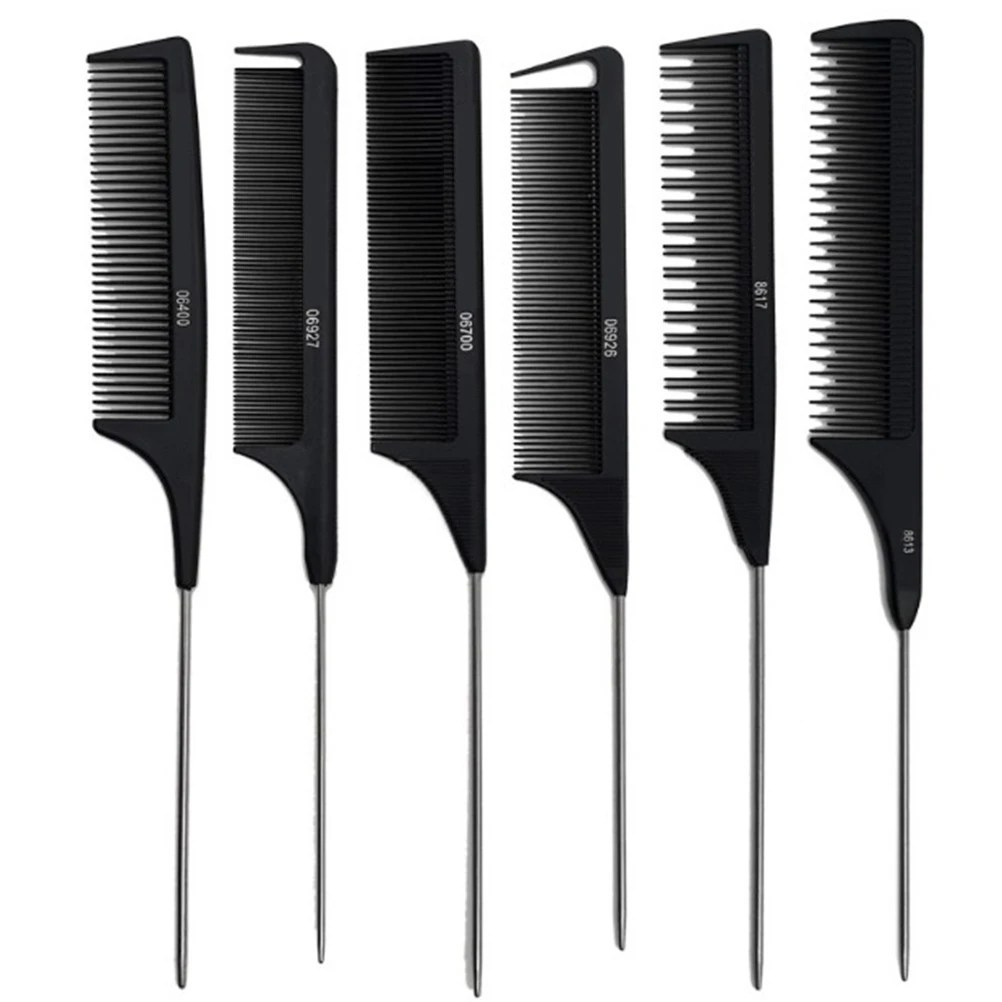 Professional Anti Static Pointed Tail Hair Styling Comb Hair Dye Brush Barber Steel Needle Pin Rat Tip Combs Barber Accessorie 2