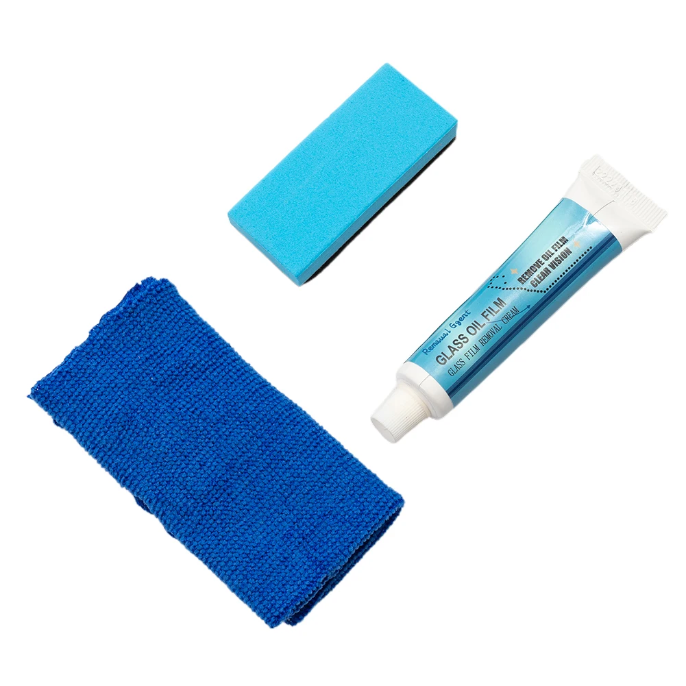 

Car Cleaner Glass Kit Glass Sponge & Cleaning Cloth & Defrosting Oil Film Remover Windshields Cleaning Liquid 30g