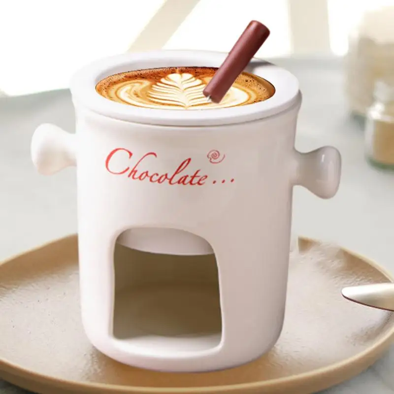 Chocolate Fondue Pot Home Snack Candy Chocolate Melter Pot Cheese Fondue Ceramic Hot Cheese Hot