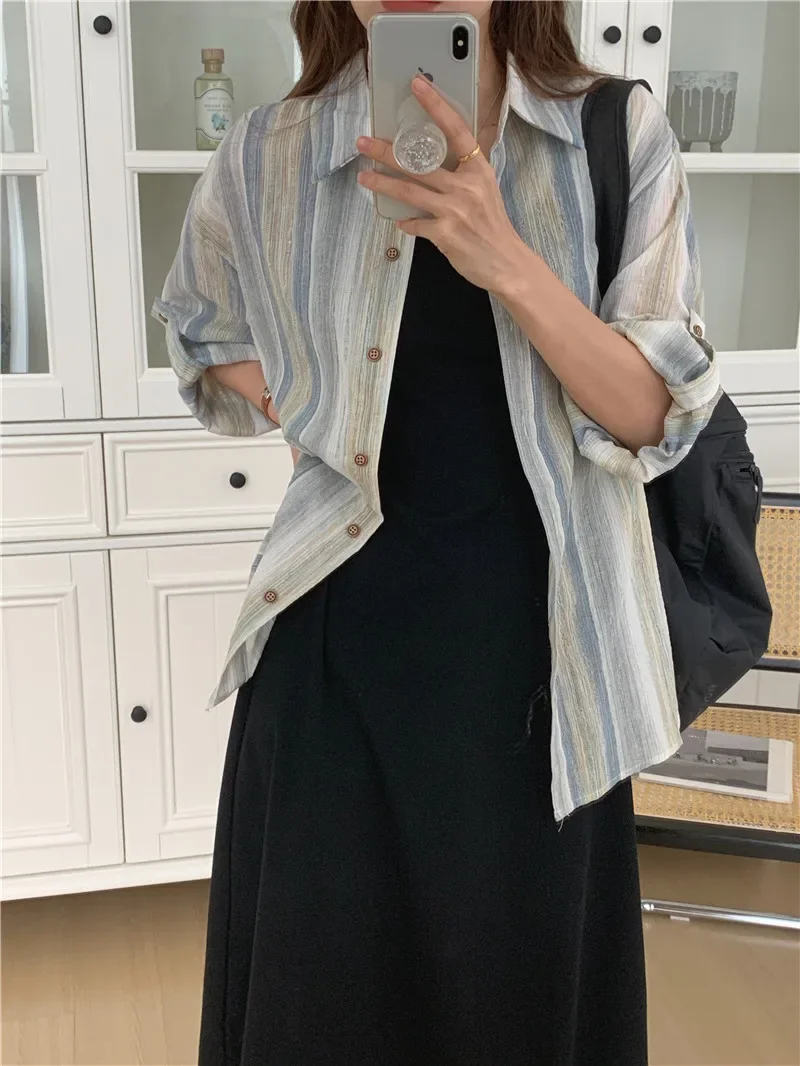 여성용 용수철 셔츠 블라우스, 맥시 블라우스, 시폰, 캐주얼, 우아한 빈티지, ..