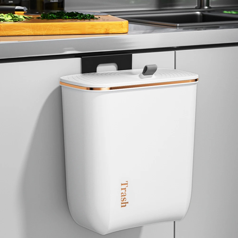 Kitchen Bathroom Hanging Waste Bin with Lid Wall Mounted Garbage Can for Cabinet Under Sink Waste Garbage Compost Bin: 3 - 5 Days Free Delivery Only UK
