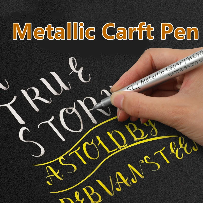 Metallic Brush Marker Set – Gold, Silver & White Permanent Art Pens