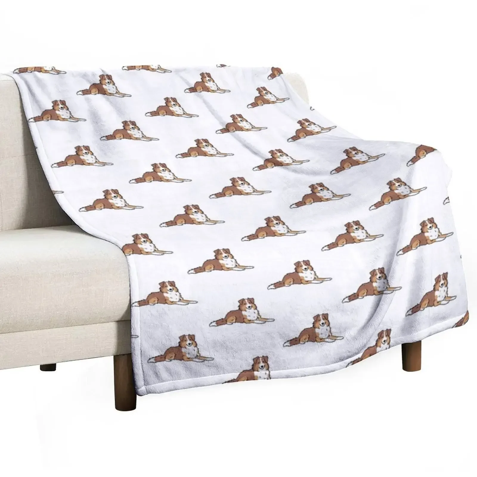

Australian shepherd face cute illustration - red tri australian shepherd Throw Blanket Fluffy Softs Sofas Blankets