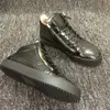 High Top Stone Pattern Men Loafer Leather Lace-Up Zipper Youth Sport Shoes Fashion Round Toe Flats Sneakers Man Black Color 5
