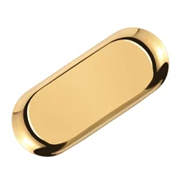 Metal Storage Tray Gold Oval Dotted Fruit Plate Small Items Jewelry Display Tray Mirror 1