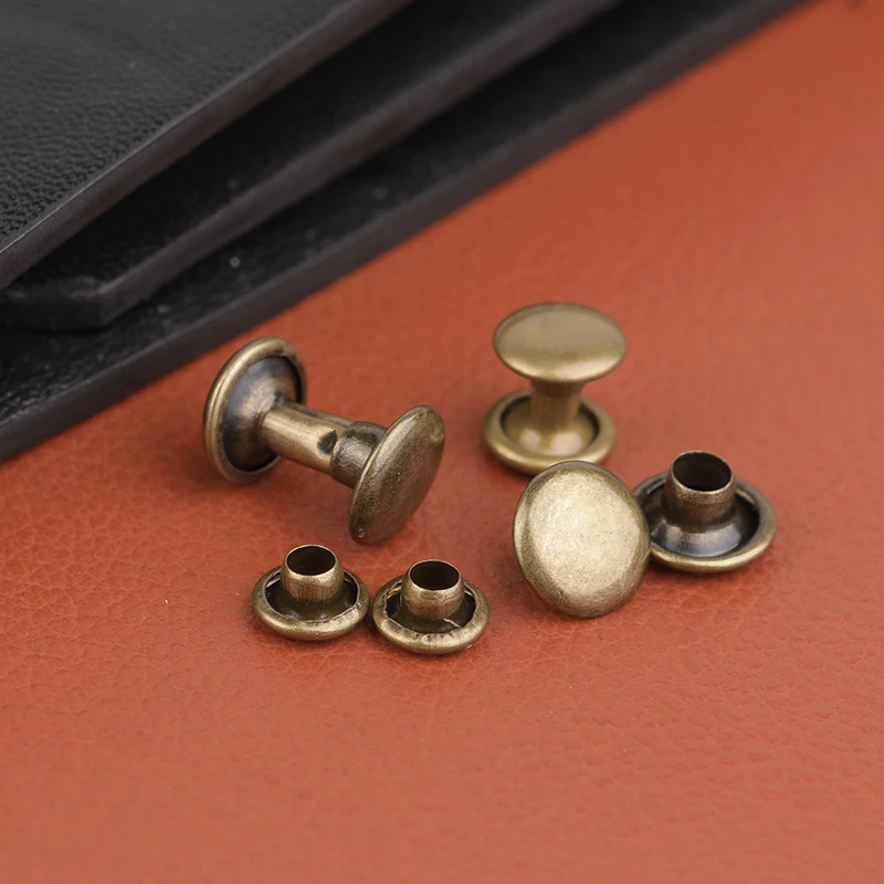 100Pcs/bag Metal Double Cap Rivets for Leather Repair Setting DIY