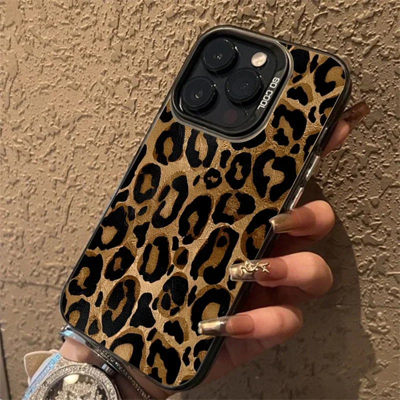 Brown Leopard Anti-Drop Armor Phone Case with Lens Protection