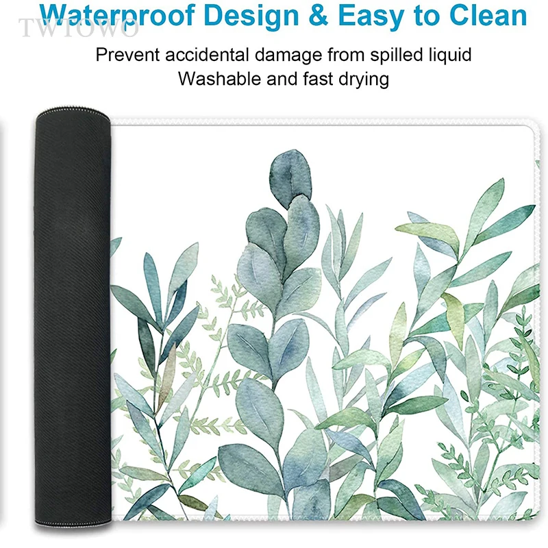 Green Leaf Plant Mouse Pad para Gamer Anti Slip Desk Mats Borracha Natural Home hd Mousepad Office Mice Pad Xxl xl - Imagem 5