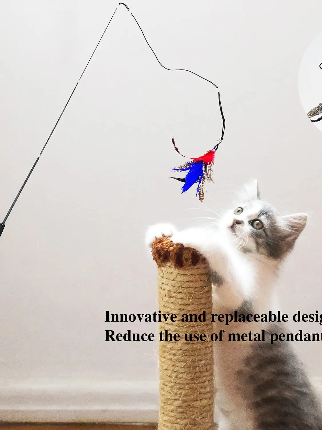 11 Pcs Cat Fishing Rod Toy Interactive Feather Teasing Cat Toy Feather Bird With Bell Cat Stick Kitten Playing Teaser Wand Toy