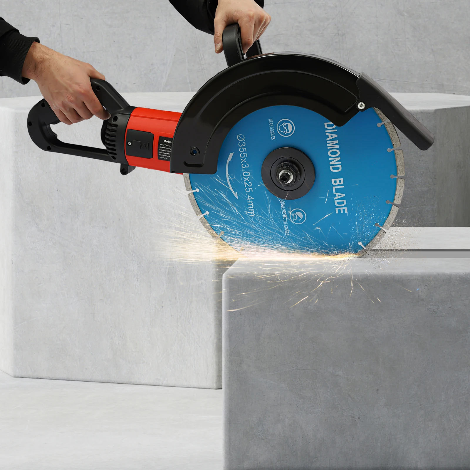 Elektrische Wandschlitzfräsmaschine | 3500W Staubfreier Beton-/Marmor-/Rote-Ziegel-Schneider mit 2,9m Kabel | Kreissäge-Schneidwerkzeug – Detail 4