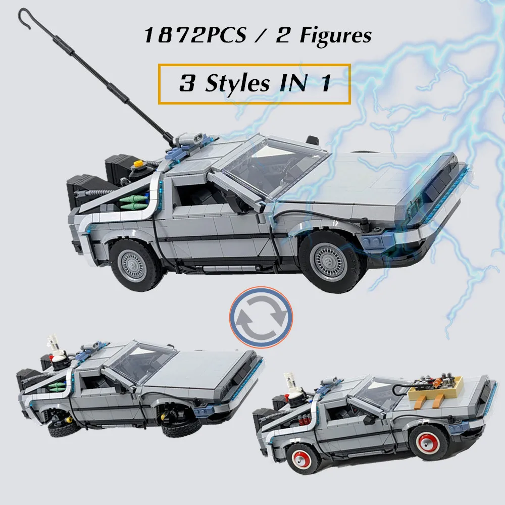 Delorean Time Machine Supercar Cars Dmc-12 Back To The Future Model Building Kit Block Bricks Toys Kid Gift