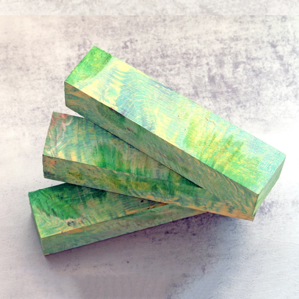 木製　像 150x35x35mm Maple Burl Stabilized Wood Knife Handle Blank